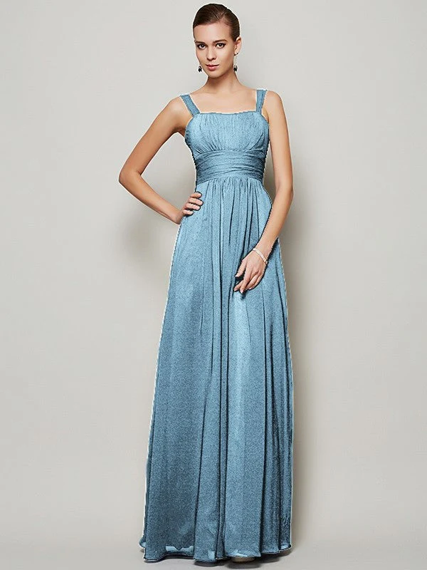 Charming Straps Sleeveless Pleats Long Chiffon Bridesmaid Dresses - Image 17