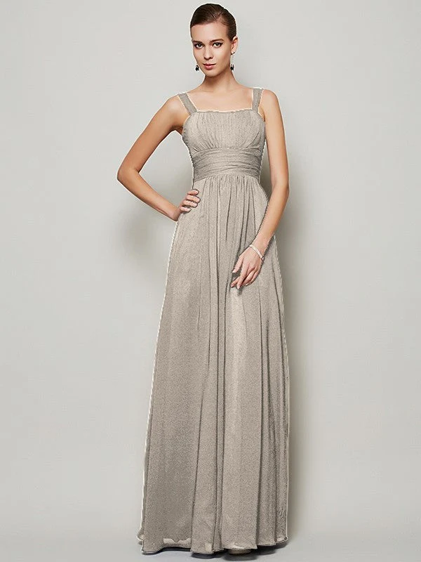 Charming Straps Sleeveless Pleats Long Chiffon Bridesmaid Dresses - Image 18