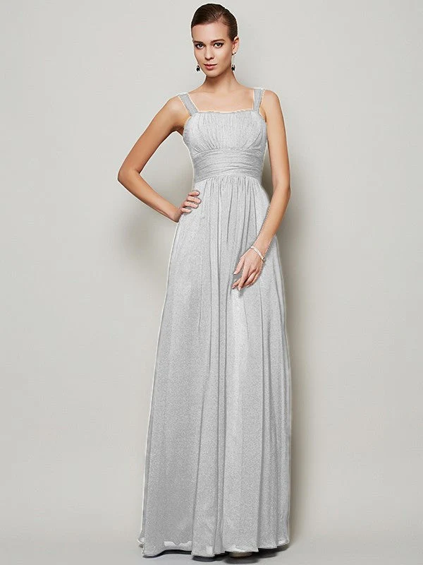 Charming Straps Sleeveless Pleats Long Chiffon Bridesmaid Dresses - Image 29