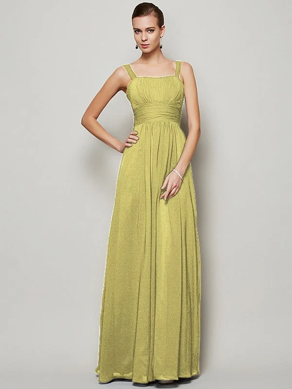 Charming Straps Sleeveless Pleats Long Chiffon Bridesmaid Dresses - Image 9