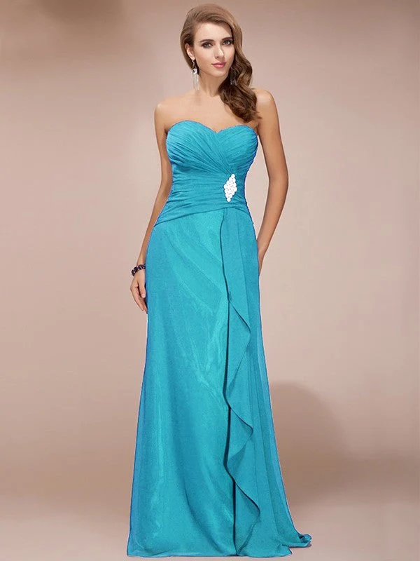 Gorgeous Sweetheart Sleeveless Long Beading Ruffles Chiffon Bridesmaid Dresses - Image 10