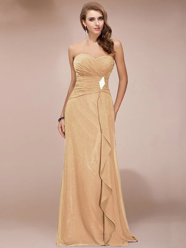 Gorgeous Sweetheart Sleeveless Long Beading Ruffles Chiffon Bridesmaid Dresses - Image 12