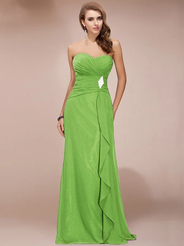 Gorgeous Sweetheart Sleeveless Long Beading Ruffles Chiffon Bridesmaid Dresses - Image 13