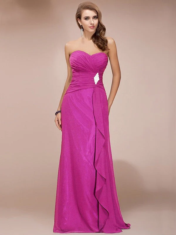 Gorgeous Sweetheart Sleeveless Long Beading Ruffles Chiffon Bridesmaid Dresses - Image 15