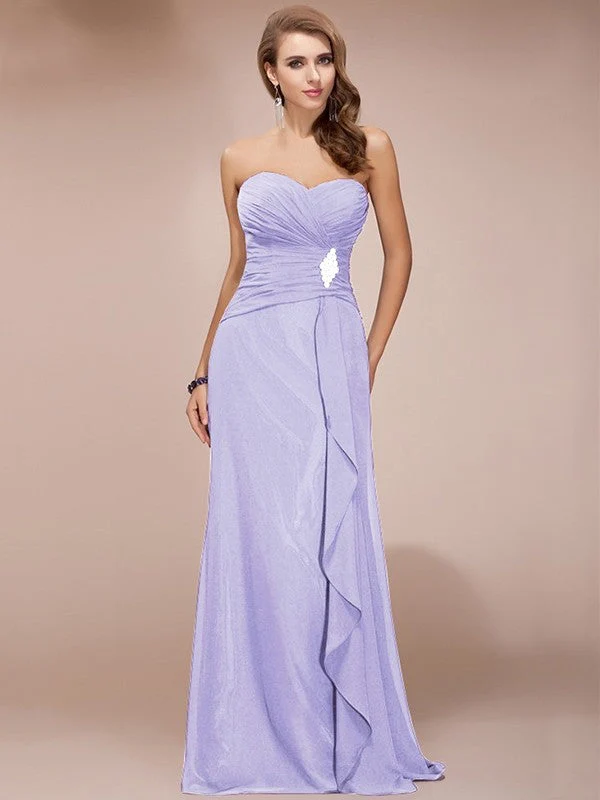 Gorgeous Sweetheart Sleeveless Long Beading Ruffles Chiffon Bridesmaid Dresses - Image 16
