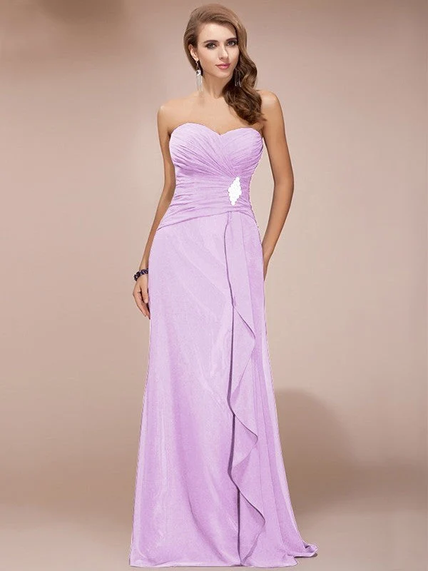 Gorgeous Sweetheart Sleeveless Long Beading Ruffles Chiffon Bridesmaid Dresses - Image 17