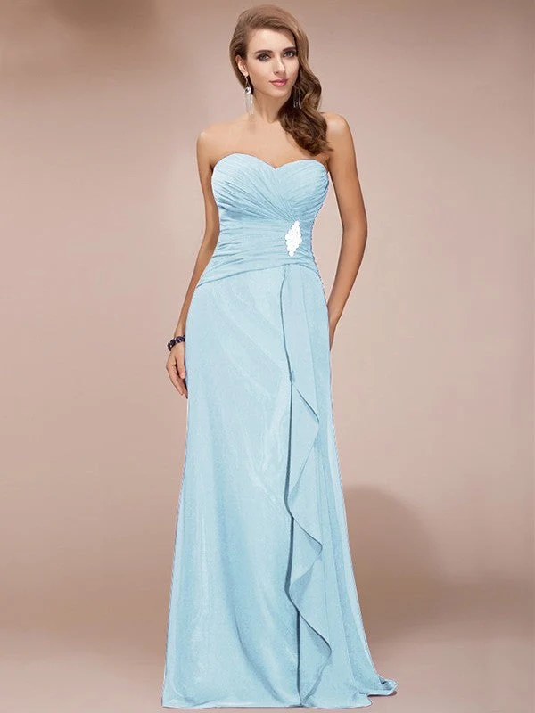Gorgeous Sweetheart Sleeveless Long Beading Ruffles Chiffon Bridesmaid Dresses - Image 18