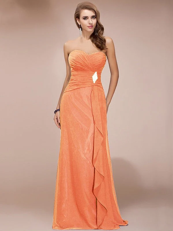 Gorgeous Sweetheart Sleeveless Long Beading Ruffles Chiffon Bridesmaid Dresses - Image 19