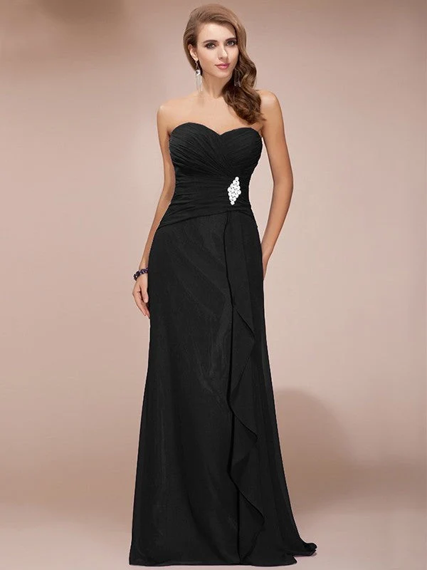 Gorgeous Sweetheart Sleeveless Long Beading Ruffles Chiffon Bridesmaid Dresses - Image 2