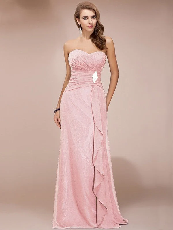 Gorgeous Sweetheart Sleeveless Long Beading Ruffles Chiffon Bridesmaid Dresses - Image 20