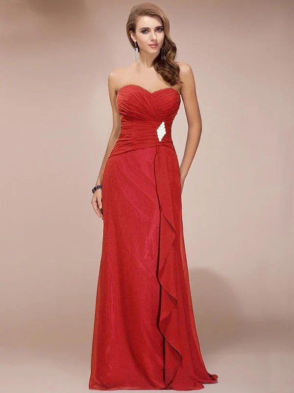 Gorgeous Sweetheart Sleeveless Long Beading Ruffles Chiffon Bridesmaid Dresses - Image 21