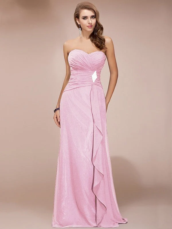 Gorgeous Sweetheart Sleeveless Long Beading Ruffles Chiffon Bridesmaid Dresses - Image 22