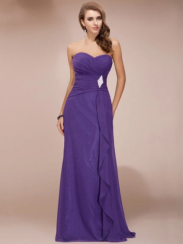 Gorgeous Sweetheart Sleeveless Long Beading Ruffles Chiffon Bridesmaid Dresses - Image 23