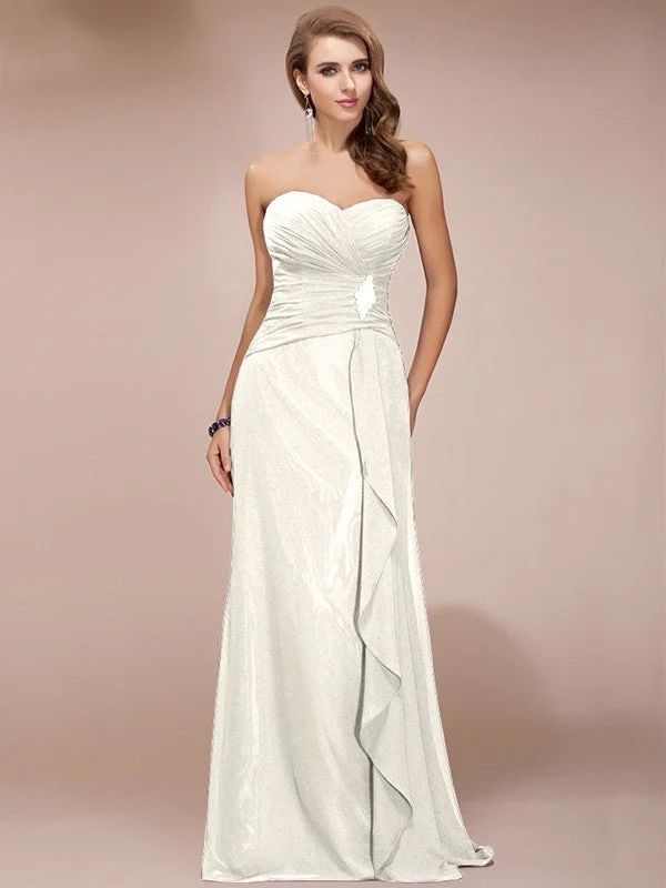 Gorgeous Sweetheart Sleeveless Long Beading Ruffles Chiffon Bridesmaid Dresses - Image 24
