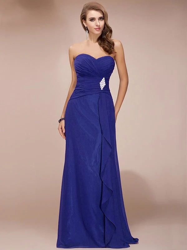 Gorgeous Sweetheart Sleeveless Long Beading Ruffles Chiffon Bridesmaid Dresses - Image 25