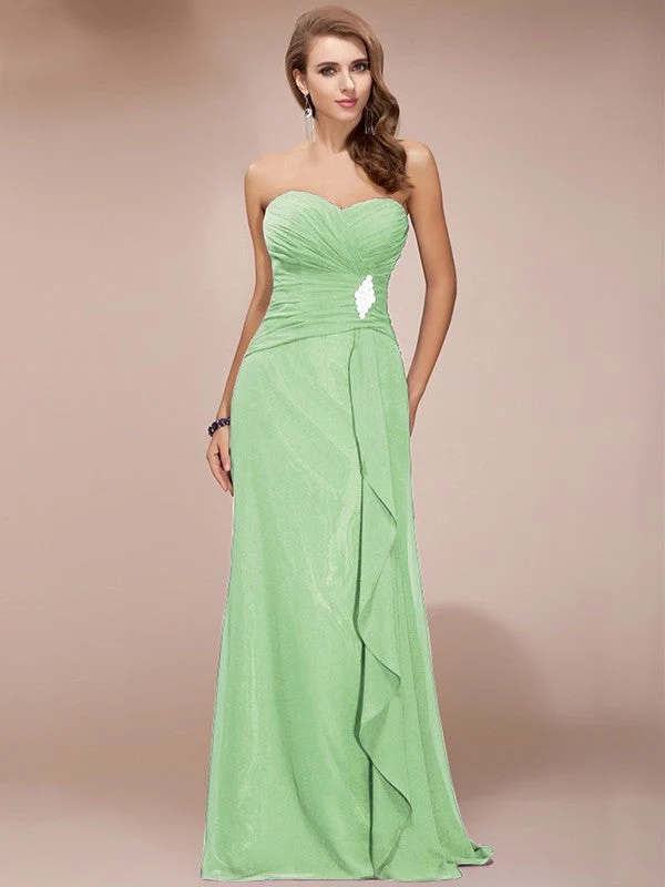 Gorgeous Sweetheart Sleeveless Long Beading Ruffles Chiffon Bridesmaid Dresses - Image 26