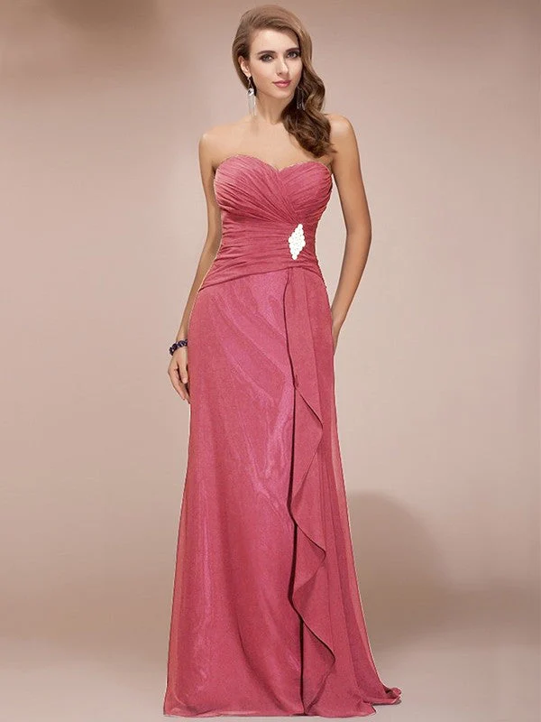Gorgeous Sweetheart Sleeveless Long Beading Ruffles Chiffon Bridesmaid Dresses - Image 28
