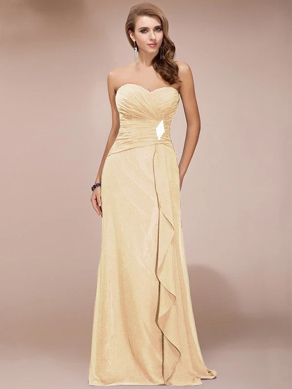 Gorgeous Sweetheart Sleeveless Long Beading Ruffles Chiffon Bridesmaid Dresses - Image 5