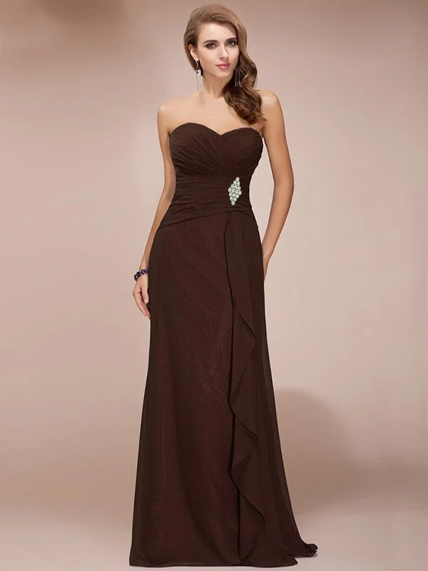 Gorgeous Sweetheart Sleeveless Long Beading Ruffles Chiffon Bridesmaid Dresses - Image 6