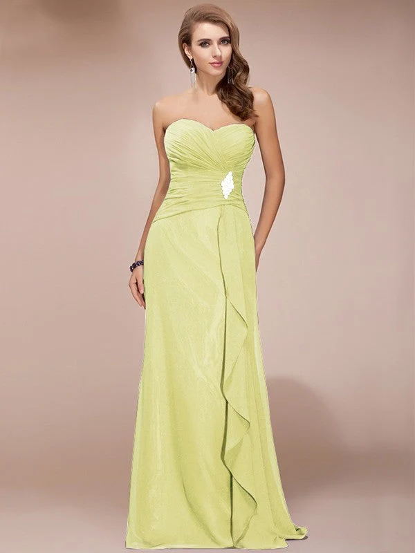 Gorgeous Sweetheart Sleeveless Long Beading Ruffles Chiffon Bridesmaid Dresses - Image 7