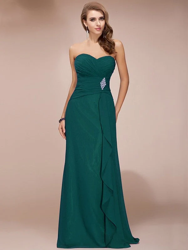 Gorgeous Sweetheart Sleeveless Long Beading Ruffles Chiffon Bridesmaid Dresses - Image 8