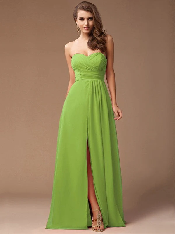 Gorgeous Sweetheart Sleeveless Long Ruffles Chiffon Bridesmaid Dresses - Image 14