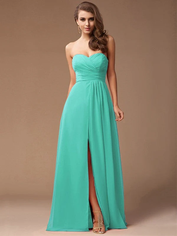 Gorgeous Sweetheart Sleeveless Long Ruffles Chiffon Bridesmaid Dresses - Image 15