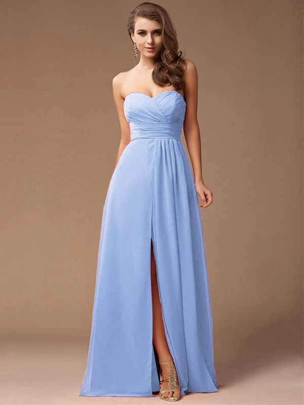 Gorgeous Sweetheart Sleeveless Long Ruffles Chiffon Bridesmaid Dresses - Image 17