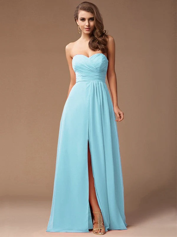 Gorgeous Sweetheart Sleeveless Long Ruffles Chiffon Bridesmaid Dresses - Image 18