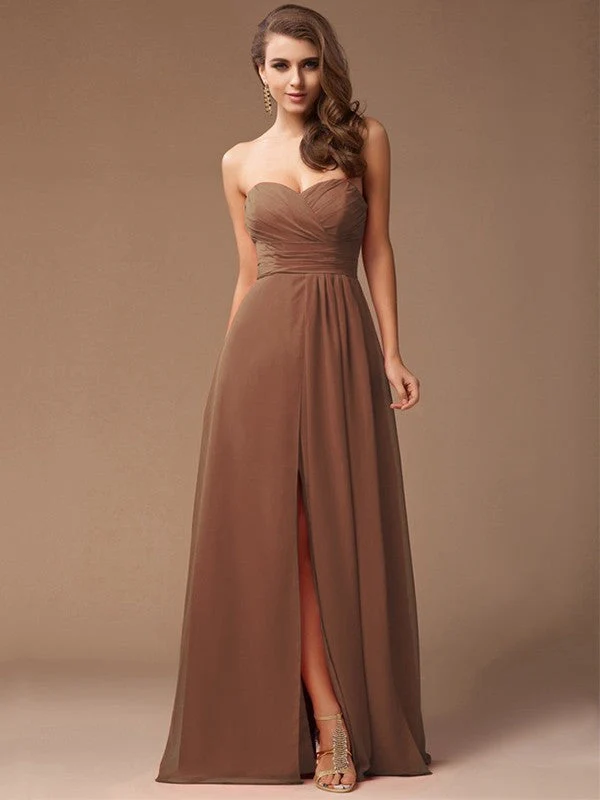 Gorgeous Sweetheart Sleeveless Long Ruffles Chiffon Bridesmaid Dresses - Image 2
