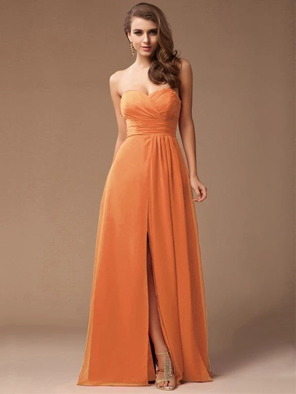 Gorgeous Sweetheart Sleeveless Long Ruffles Chiffon Bridesmaid Dresses - Image 20