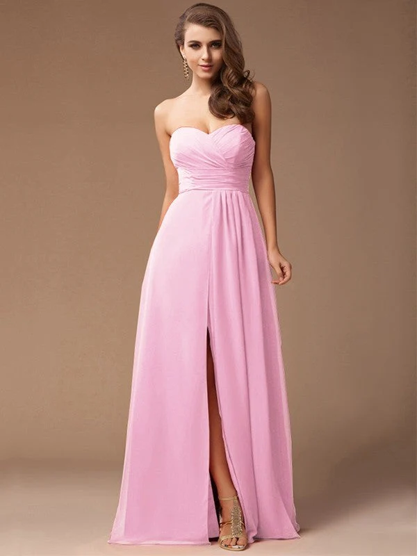 Gorgeous Sweetheart Sleeveless Long Ruffles Chiffon Bridesmaid Dresses - Image 21