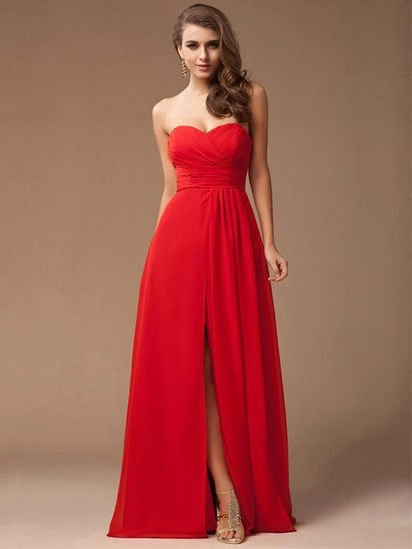 Gorgeous Sweetheart Sleeveless Long Ruffles Chiffon Bridesmaid Dresses - Image 23