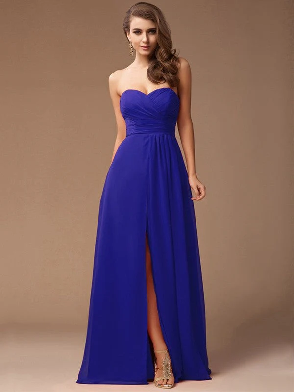 Gorgeous Sweetheart Sleeveless Long Ruffles Chiffon Bridesmaid Dresses - Image 25