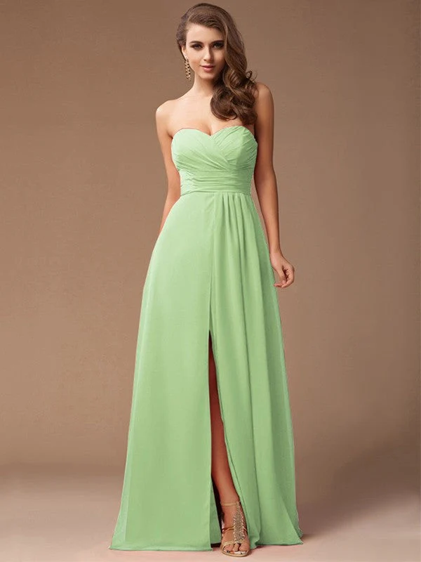 Gorgeous Sweetheart Sleeveless Long Ruffles Chiffon Bridesmaid Dresses - Image 26