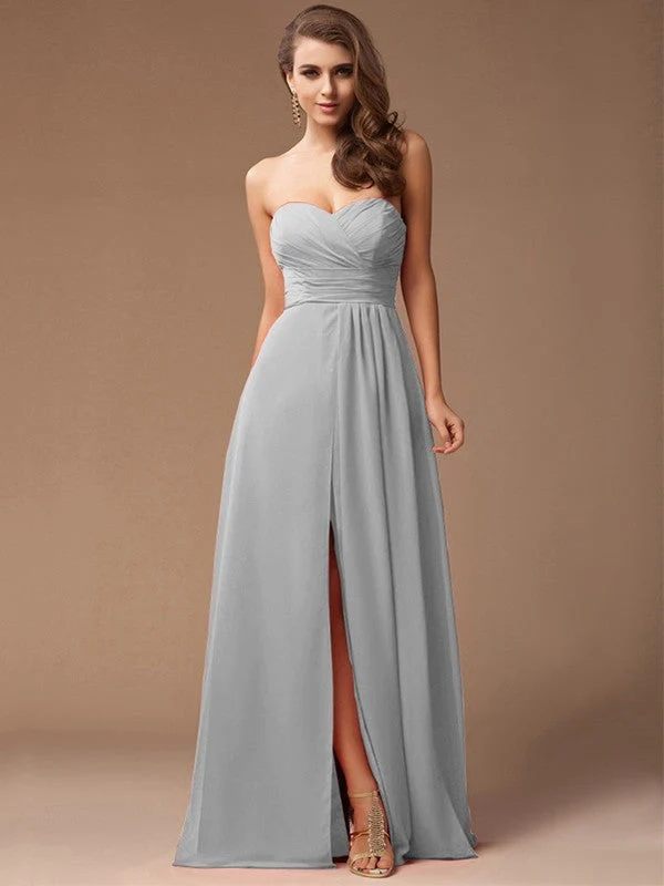 Gorgeous Sweetheart Sleeveless Long Ruffles Chiffon Bridesmaid Dresses - Image 27