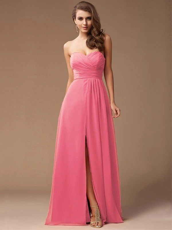 Gorgeous Sweetheart Sleeveless Long Ruffles Chiffon Bridesmaid Dresses - Image 28