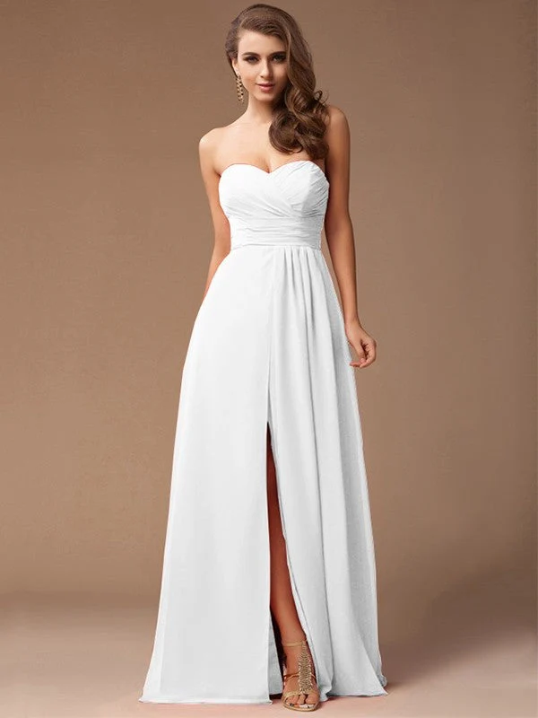 Gorgeous Sweetheart Sleeveless Long Ruffles Chiffon Bridesmaid Dresses - Image 29