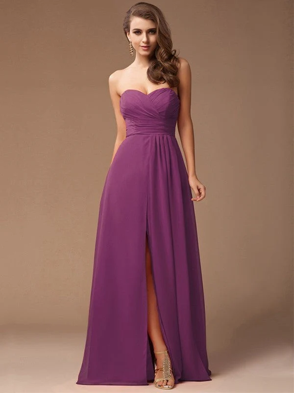 Gorgeous Sweetheart Sleeveless Long Ruffles Chiffon Bridesmaid Dresses - Image 3