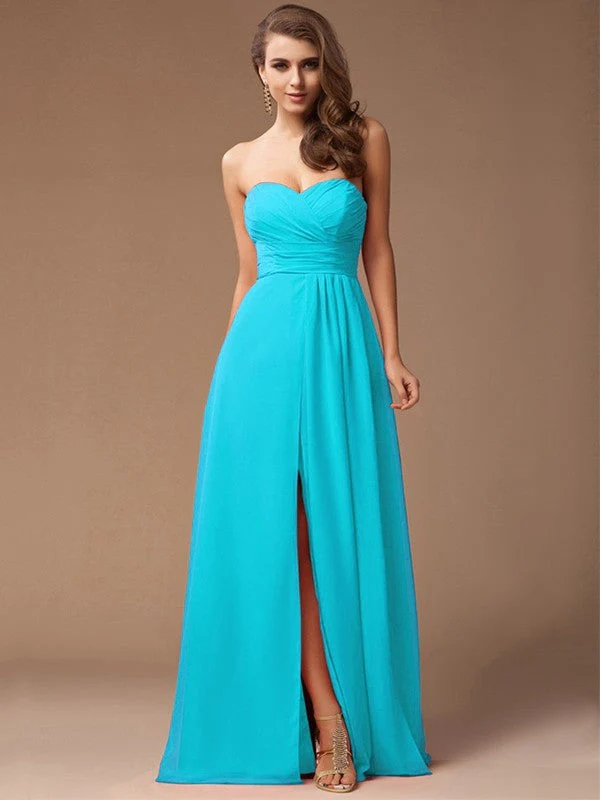 Gorgeous Sweetheart Sleeveless Long Ruffles Chiffon Bridesmaid Dresses - Image 4