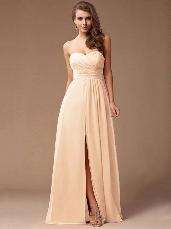 Gorgeous Sweetheart Sleeveless Long Ruffles Chiffon Bridesmaid Dresses - Image 5