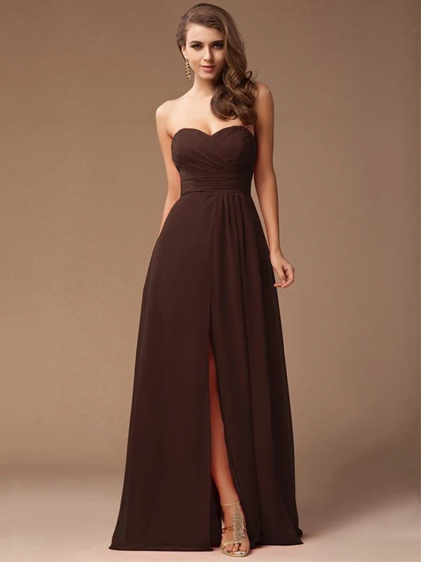 Gorgeous Sweetheart Sleeveless Long Ruffles Chiffon Bridesmaid Dresses - Image 6