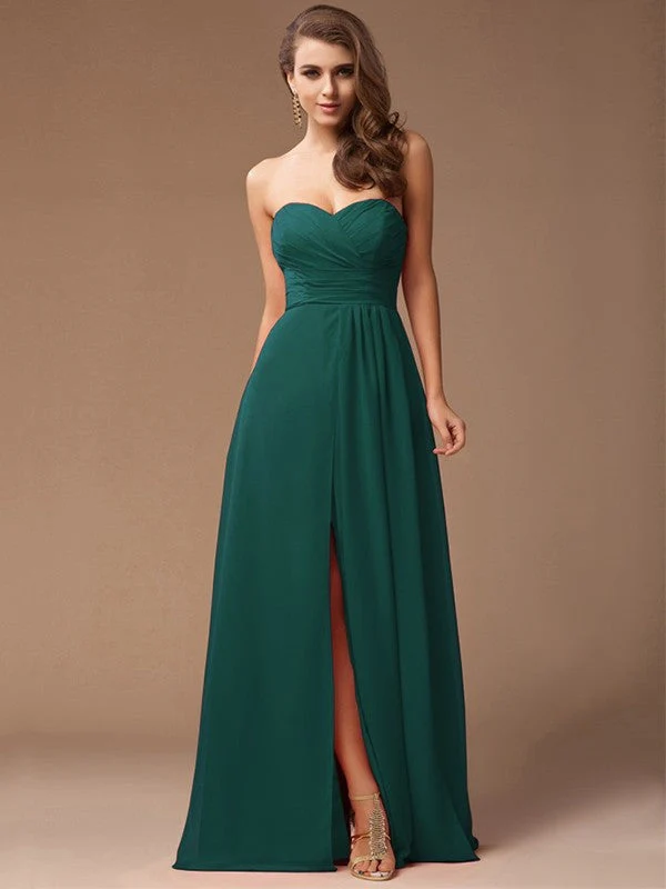 Gorgeous Sweetheart Sleeveless Long Ruffles Chiffon Bridesmaid Dresses - Image 8