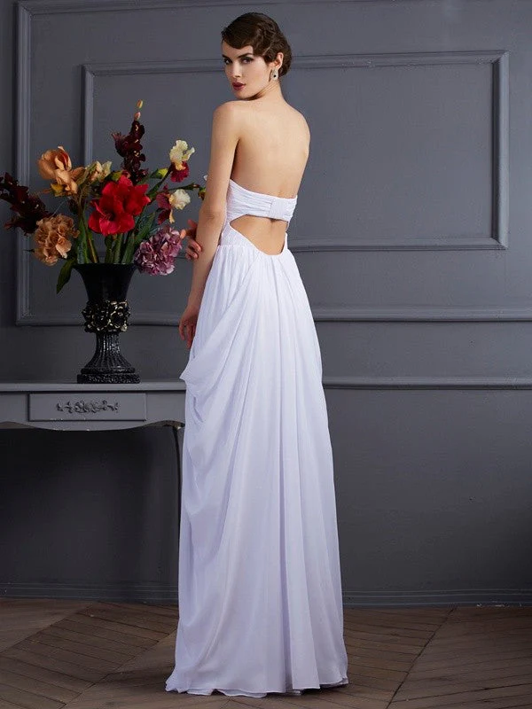 Gorgeous Sweetheart Sleeveless Pleats Long Chiffon Dresses - Image 2