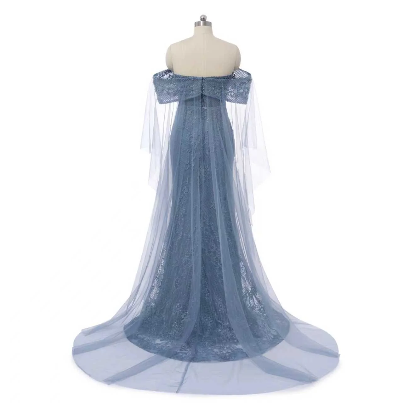 Chic Asymmetrical Strapless Mermaid Prom Dresses Column Long With Beads Zipper - Image 6