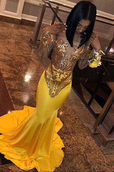Chic Bandeau Applique Satin Off Shoulder Long Sleeves Mermaid Slim Prom Party Gown - Image 4