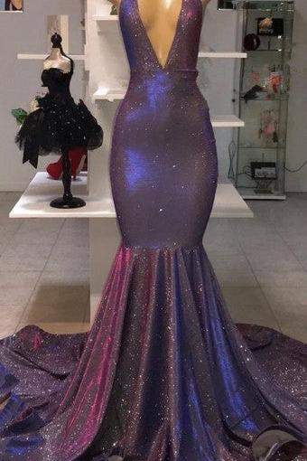 Chic Deep V-Neck Sleeveless Prom Dresses New Arrival Halter Memaiad Sequins Evening Gowns - Image 4