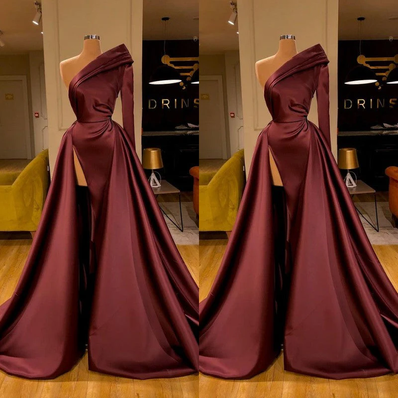 Chic Long Sleeve One Sleeve Evening Dress With Split On Sale - Image 2