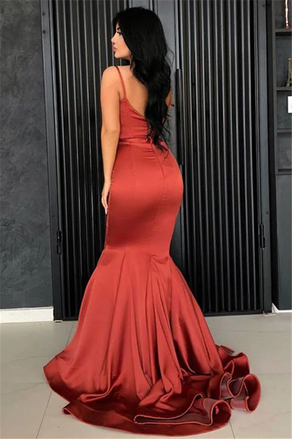 Chic Mermaid Spaghetti Straps Evening Dresses Long Affordable Evening Dresses On Sale - Image 2