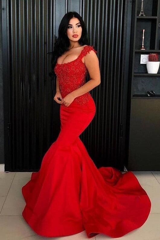 Chic Mermaid Straps Prom Party Gowns| New Arrival Long Lace Appliques Evening Gowns - Image 2